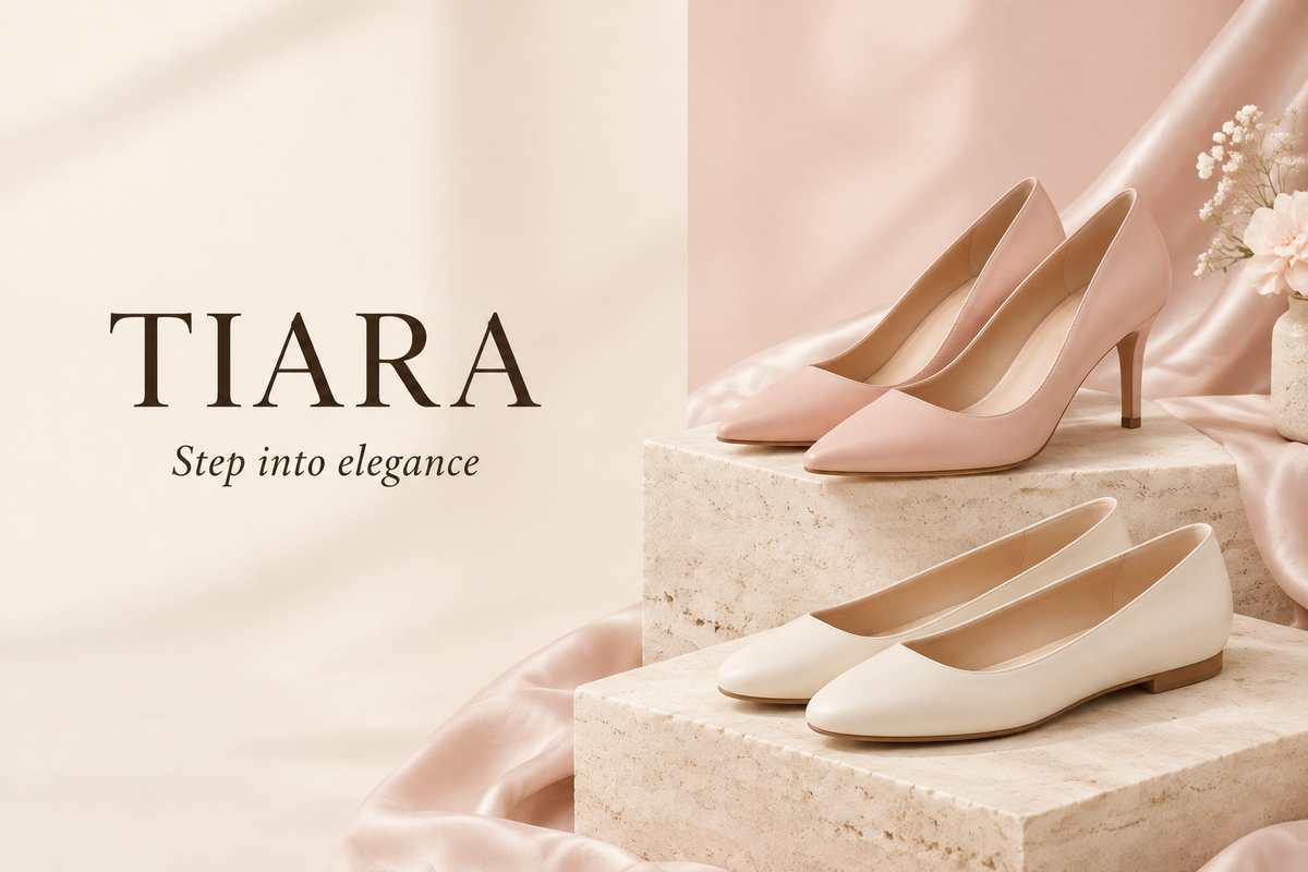TIARA banner featuring closed-toe women’s shoes